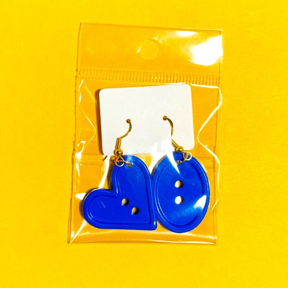 RETRO COLORFUL SHAPES Button Earrings (BLUE) - Picture 7 of 8